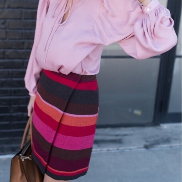 NWT Loft Striped A-Line Wrap Skirt - Picture 2 of 11